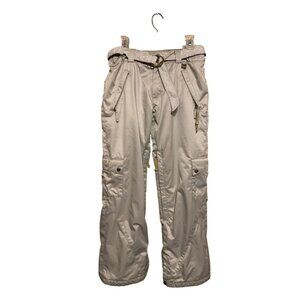 Ride Snowboard Women Cell Five 5 Pants Nylon Teflon Khaki Lace Belt Snowbunny